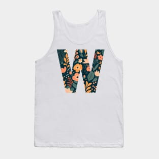 Whimsical Floral Letter W Tank Top